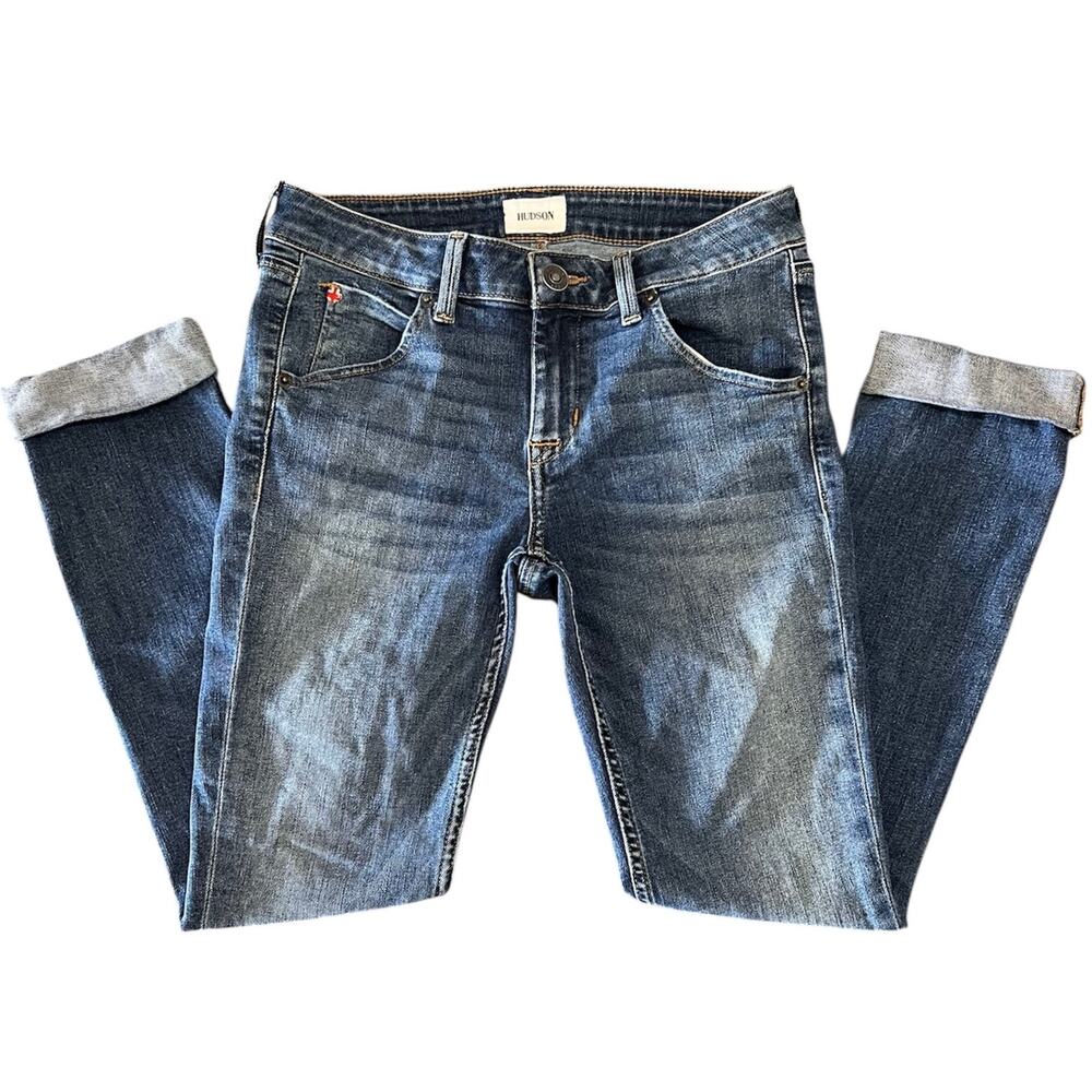 Hudson Womens Bacara Straight Crop Cuffed Jeans Medium Wash Size 25